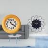 Contemporary Silent Analog Wall Clock with Flower Shaped Acrylic Design Non Ticking Round Wood
