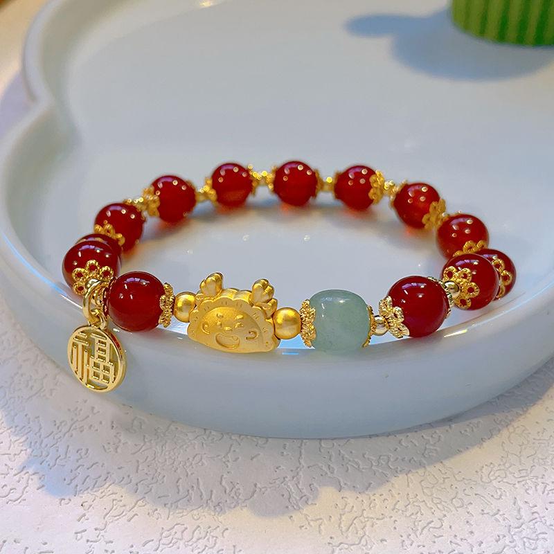 New Chinese-style Red Rope Bracelet for The Year of The Dragon Female Yilong Steamed Dumpling Dragon High-grade Jewelry
