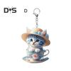 Cartoon Cat Acrylic Pendant Hanging Ornament High Durability Easy To Hang Decorative Car Rearview Mirror Keychain Pendant