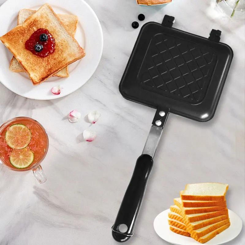 Double-Sided Sandwich Fry Pan Non-Stick Grill Frying Pan Aluminum Alloy Sandwich Maker Waffle Pancake Baking Barbecue Oven Mold