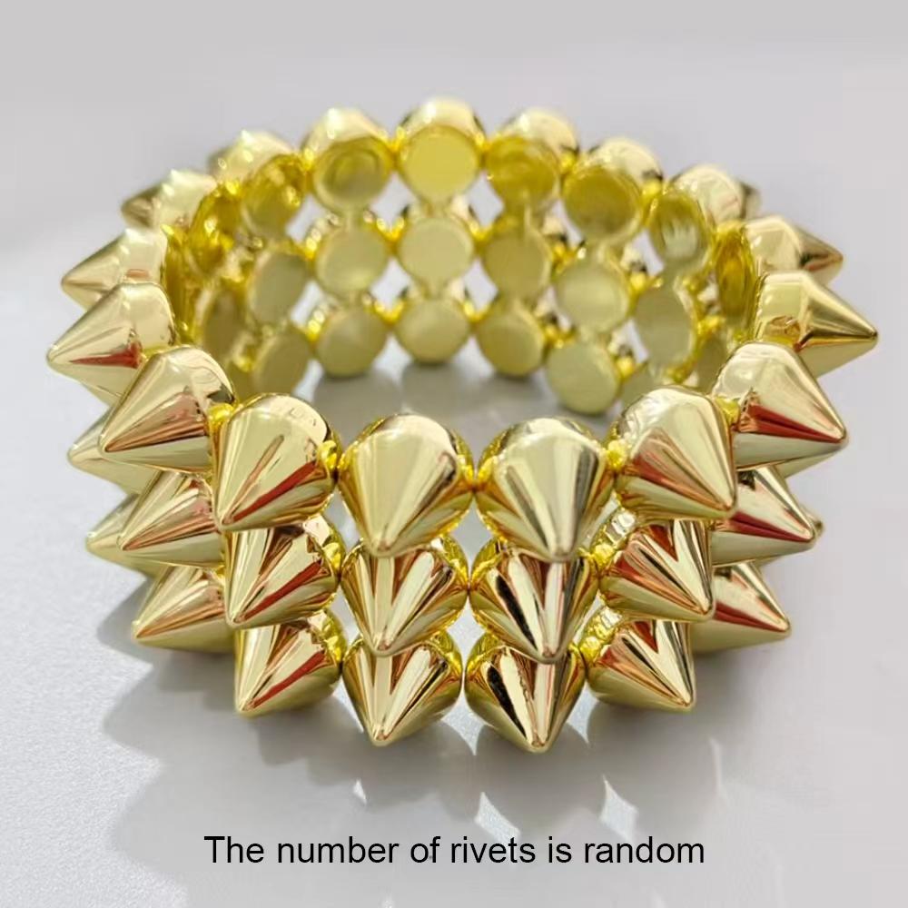 

A Gothic Rivet Exaggerated Punk Bracelet With Bold And Exaggerated Design, Adjustable For Daily Party Wear, Rock Bracelet