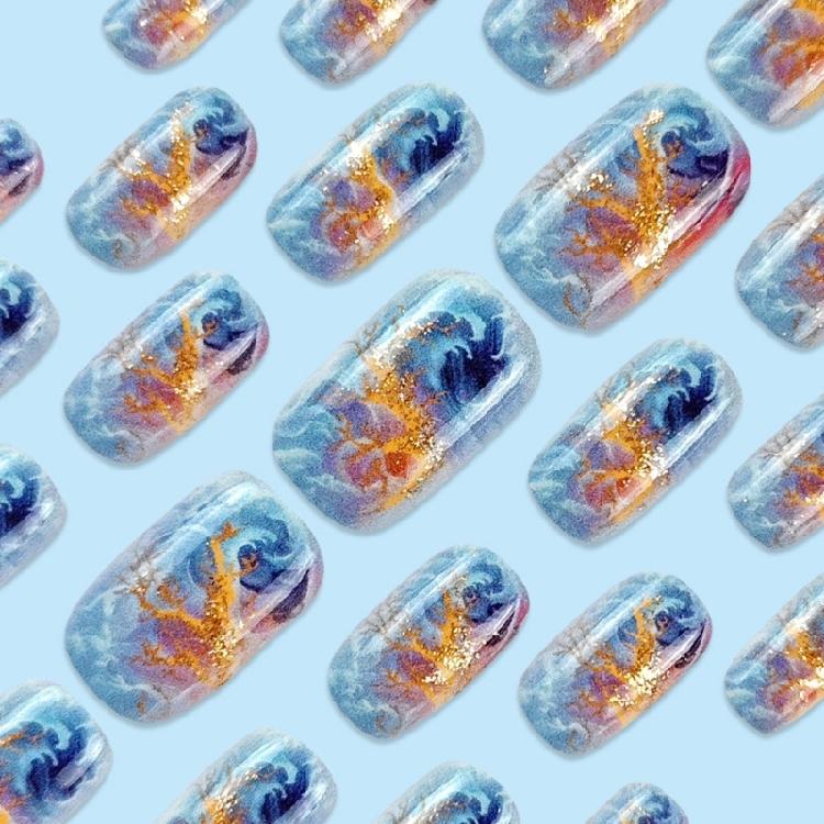 Short Square Nail Tips Fake Nail Glues On Nail Stick On Nail Press On Nail Artificial False Nail for Womens and Girls