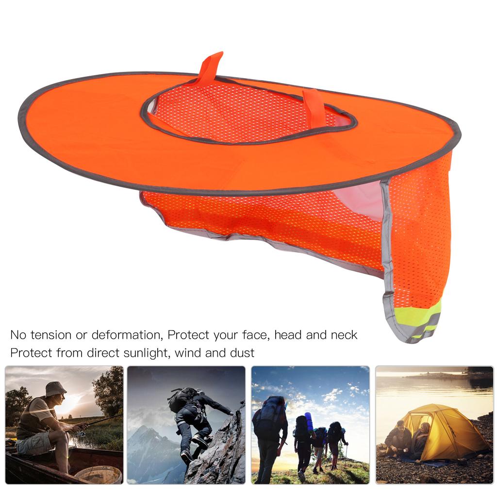 Hard Hat Sun Shade   High Visibility Full Brim Mesh Neck Sunshade with Reflective Stripe