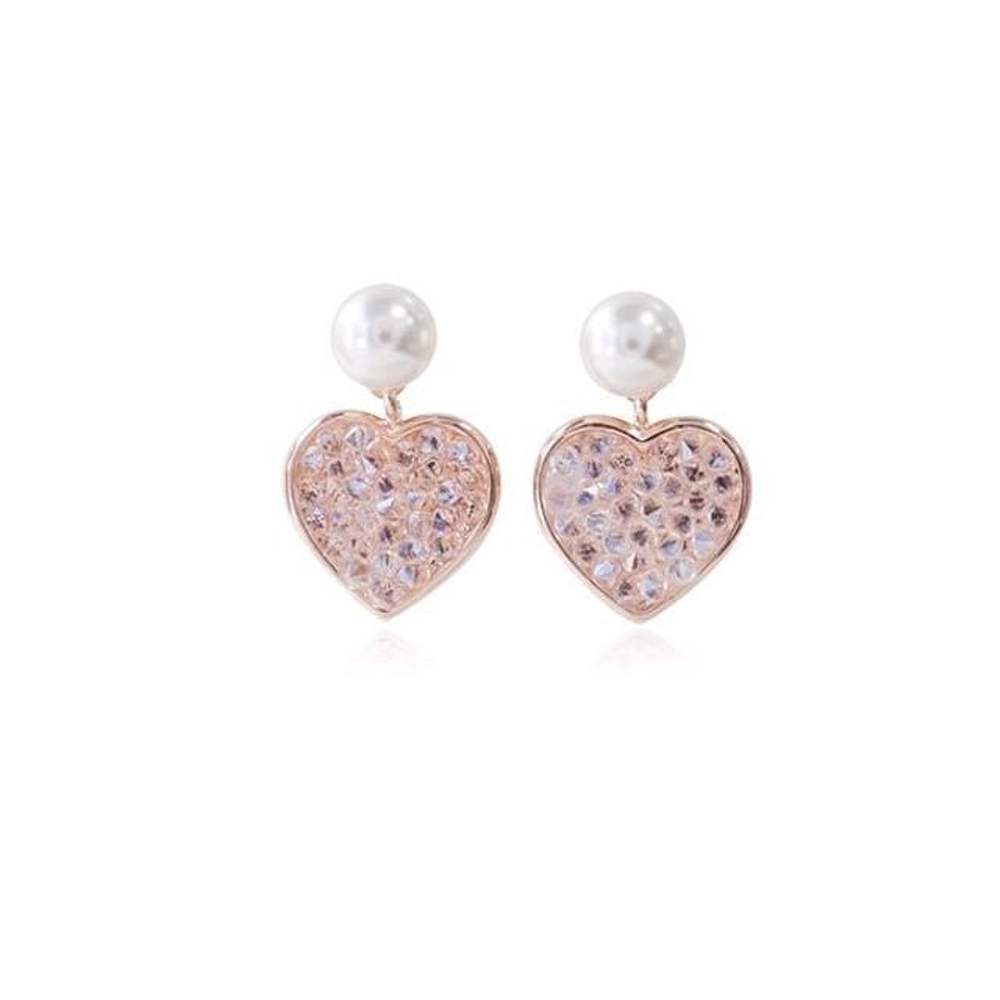 E361 Austrian Crystal Pearl Earrings (Rose Gold)