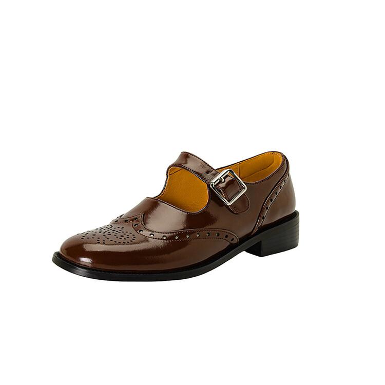 

Мода НОВЫЕ Весна/Осень Женские Лоферы Круглый Носок Массивный Каблук Обувь из Спилка Женская Обувь Пряжка на Ремне Женские Туфли Лоферы 34 коричневый