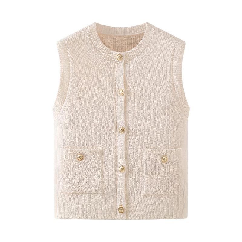 Kaslead New Women Clothes Western Style Fashion Simple and Versatile Sleeveless Knit Vest 6771059