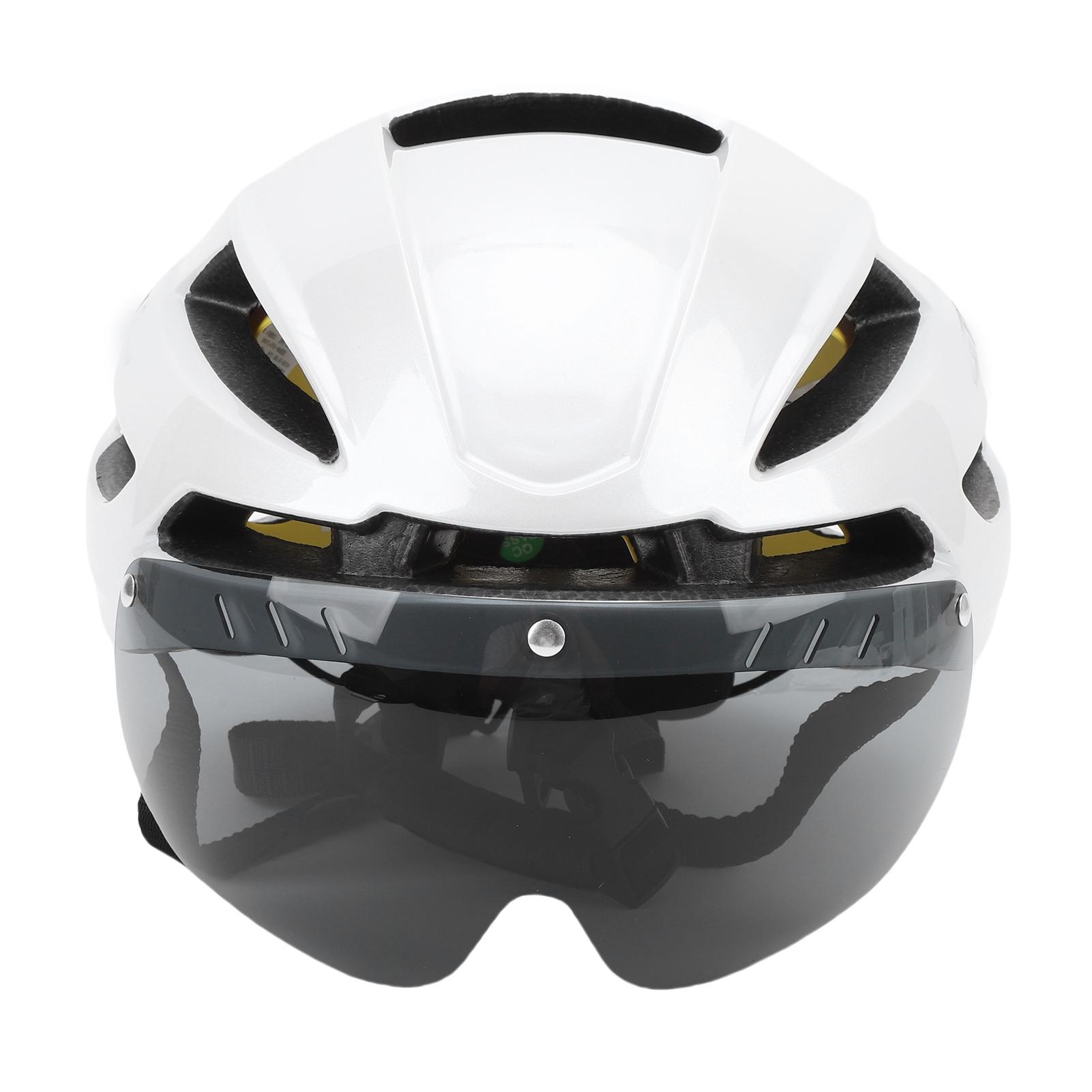 

Cycling Helmet MIPS Technology Bike Helmet with LED Light Goggles for Mountain Road Bike Black White белый