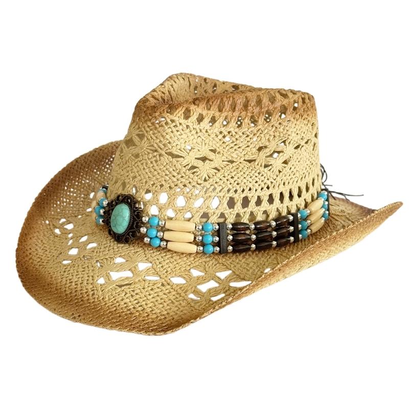 Western Straw Hat Handwoven Breathable Sun Hat Beach British Hat Elegant Wide Brimmed Straw Hat Panama Hat