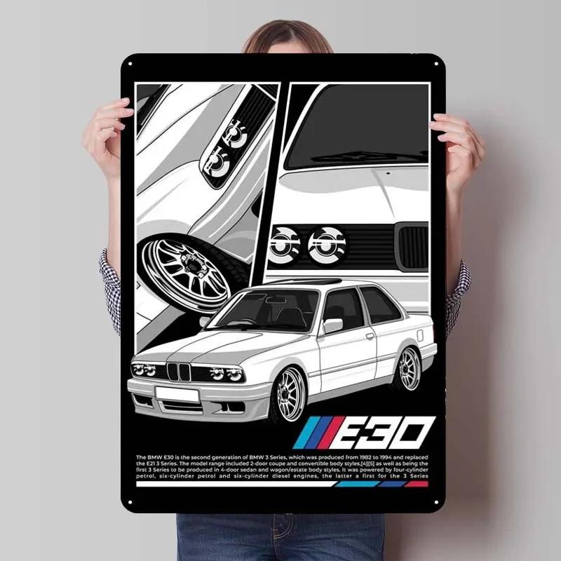 BMW Schild Oldtimer Poster Retro Metall Blechschild Plakette für Garagen Wandkunst Dekoration Kaffee Bar Vintage Heimdeko Artikel Zimmer
