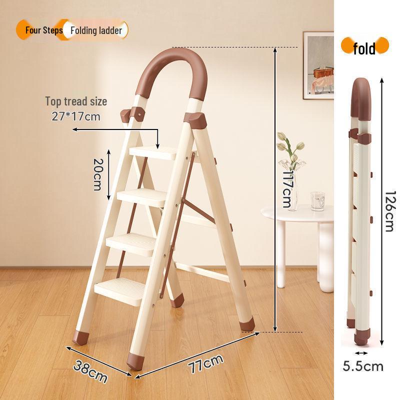 Compact Folding Telescopic A-Frame Ladder: Portable, Lightweight, Multi-functional, Indoor Use.