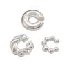 Minimalist Ribbed Striped Non-Piercing Sterling Silver Pearl White Ear Cuffs for Women