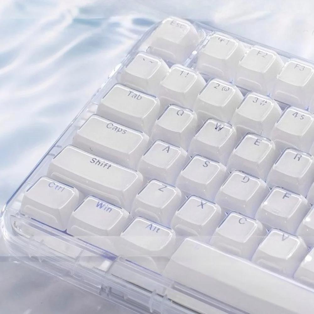 136 Key Crystal Transparent MDA Type Keycap Set PC+PBT White Pink Jelly Caps for MX Mechanical Keyboard