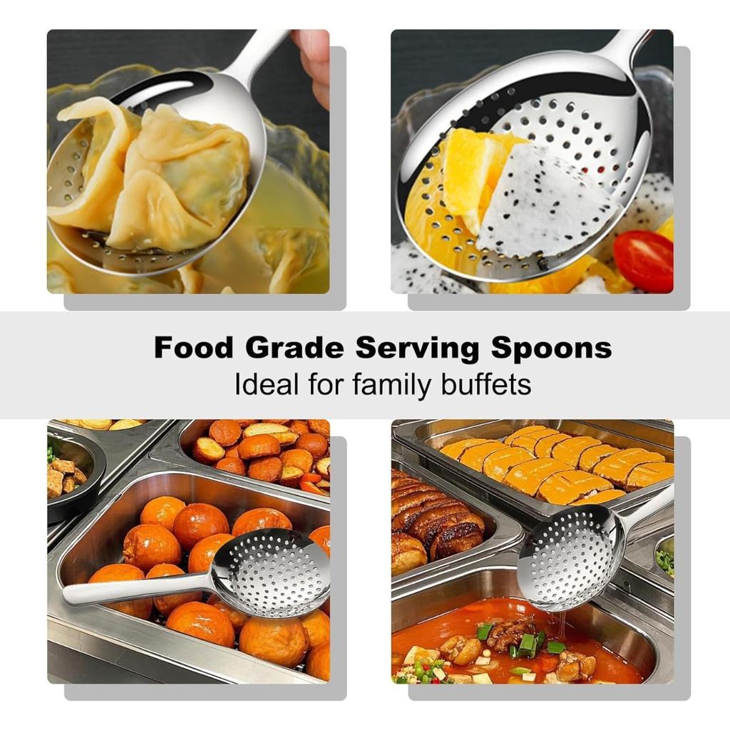 Stainless Steel Big Head Round Spoon Net Red Golden Dinner Long Handle Stirring Dessert Spoons for Kitchen Accessories Gadgets