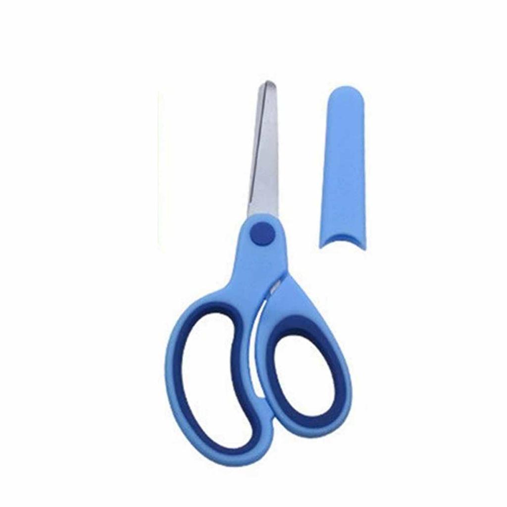 Left-Handed Student Scissors – Stainless Steel Kids Scissors with Round Head, Safety Handcrafted Sleeve, Small Classroom Scissors