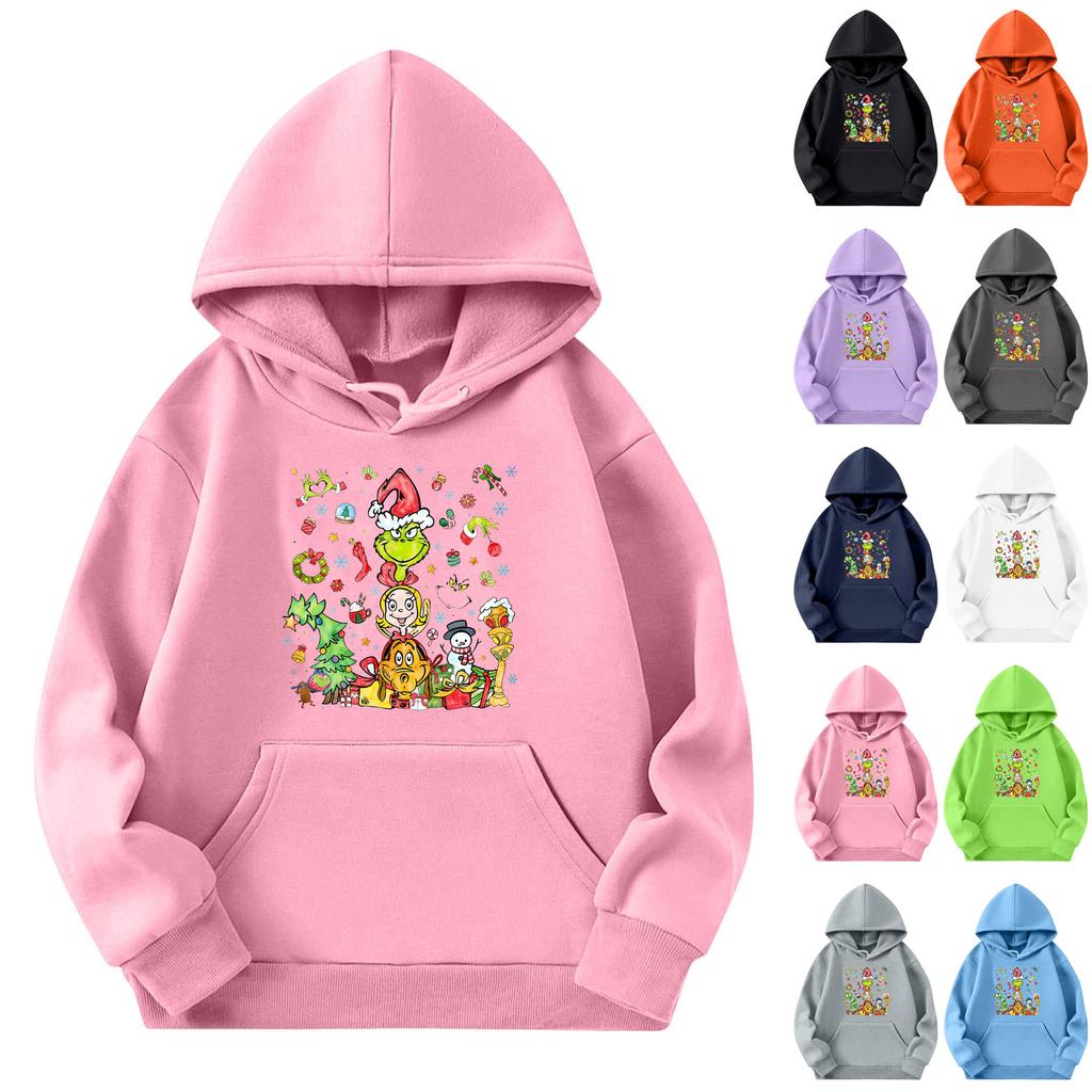 Child Fashion Lightweight Long Sleeve Pullover With Pockets Print Hoodie