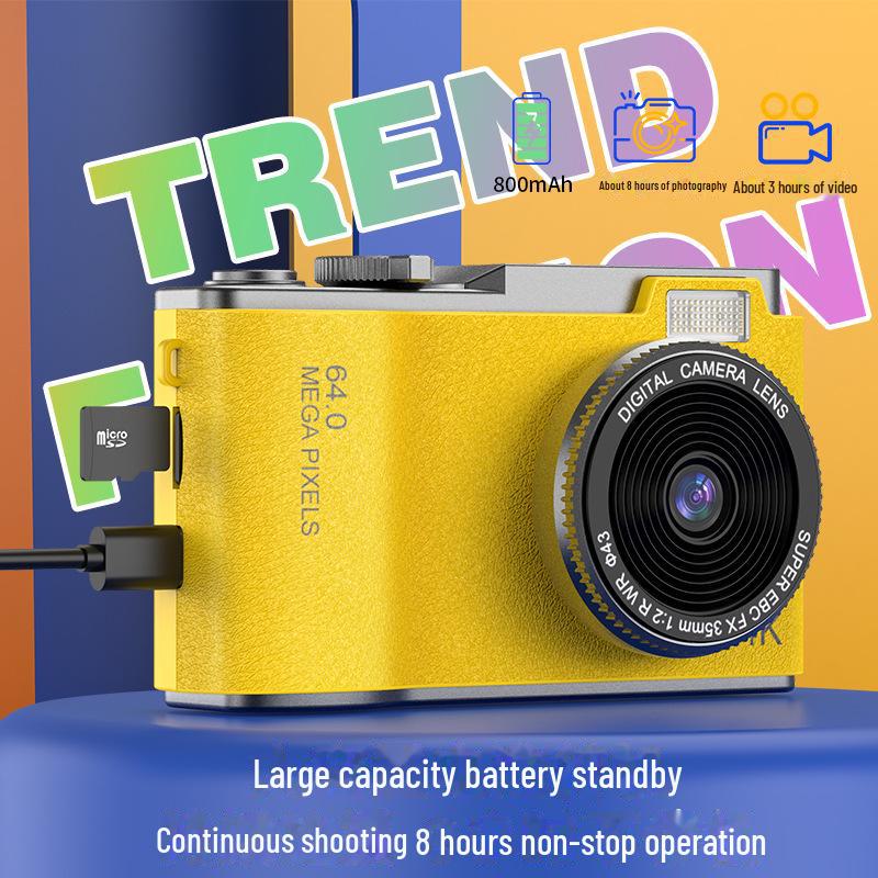 Retro Style 4K HD Dual Camera: Trendy Portable Digital Camera for Students