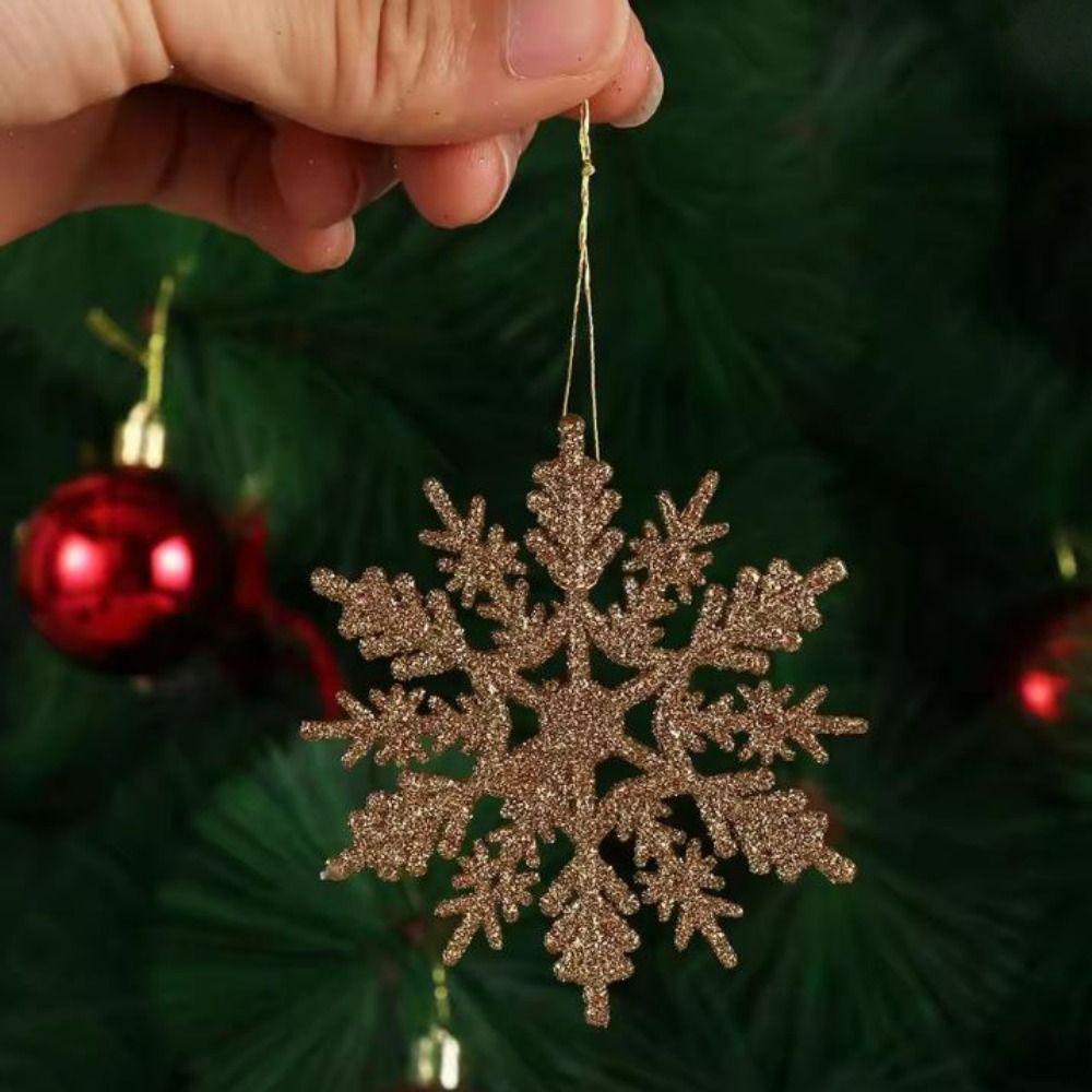 12Pcs Plastic&Glitter White Christmas Tree Decor for Xmas Charming
