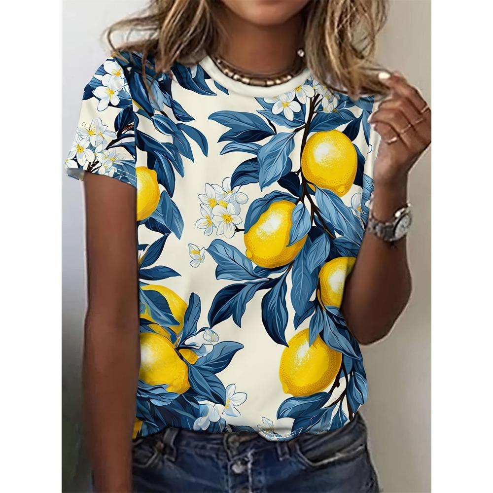 2025 Women's Plant Fruit 3d Printing Women's T-shirt Casual Fashion Short-sleeved Top