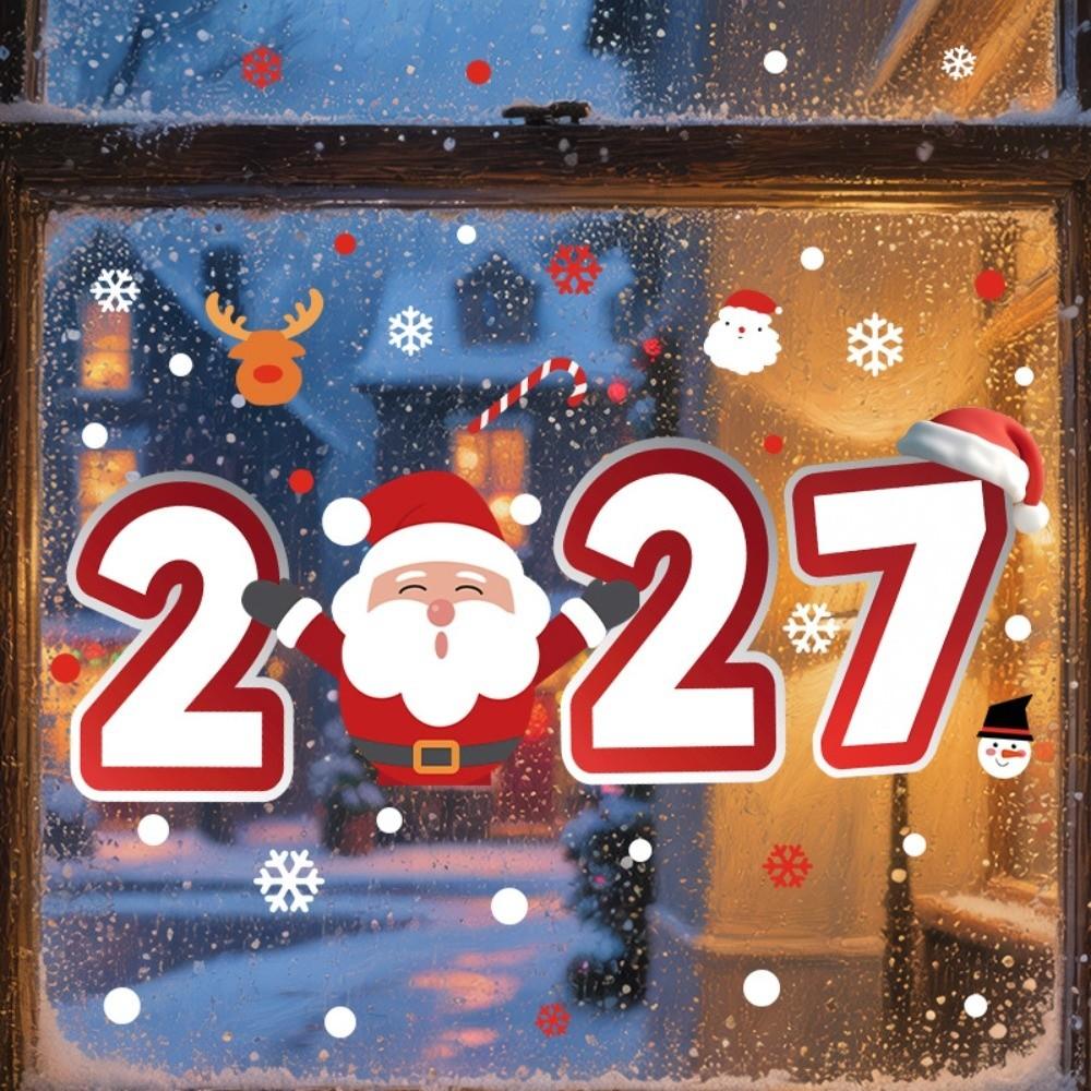 DIY 2027 Static Cling Decal Removable Static Xmas Party Door Stickers  Party Supplies