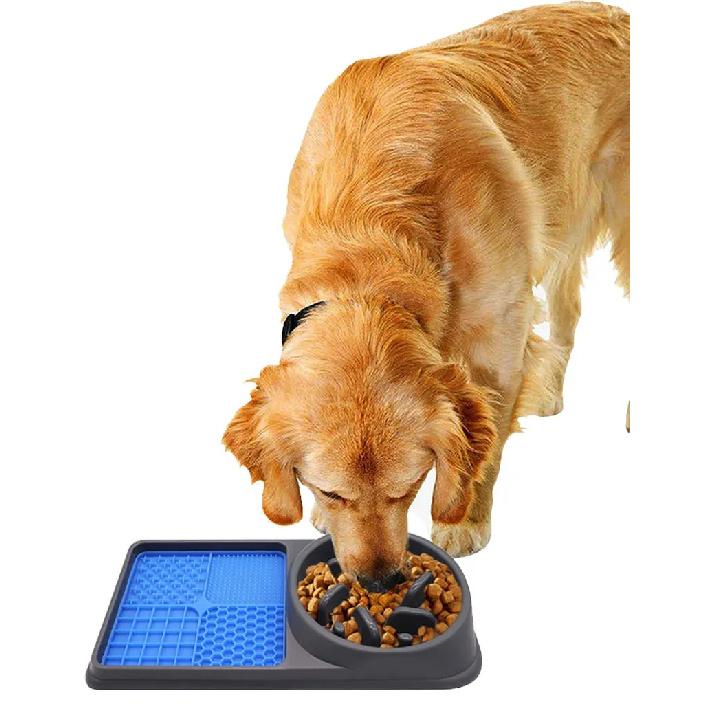 Silicone 2in1 Dog Lick Mat for Dogs Pet Food Plate Slow Eating Bowl Extended Eating Time Convenient Pets Accessories Supplies