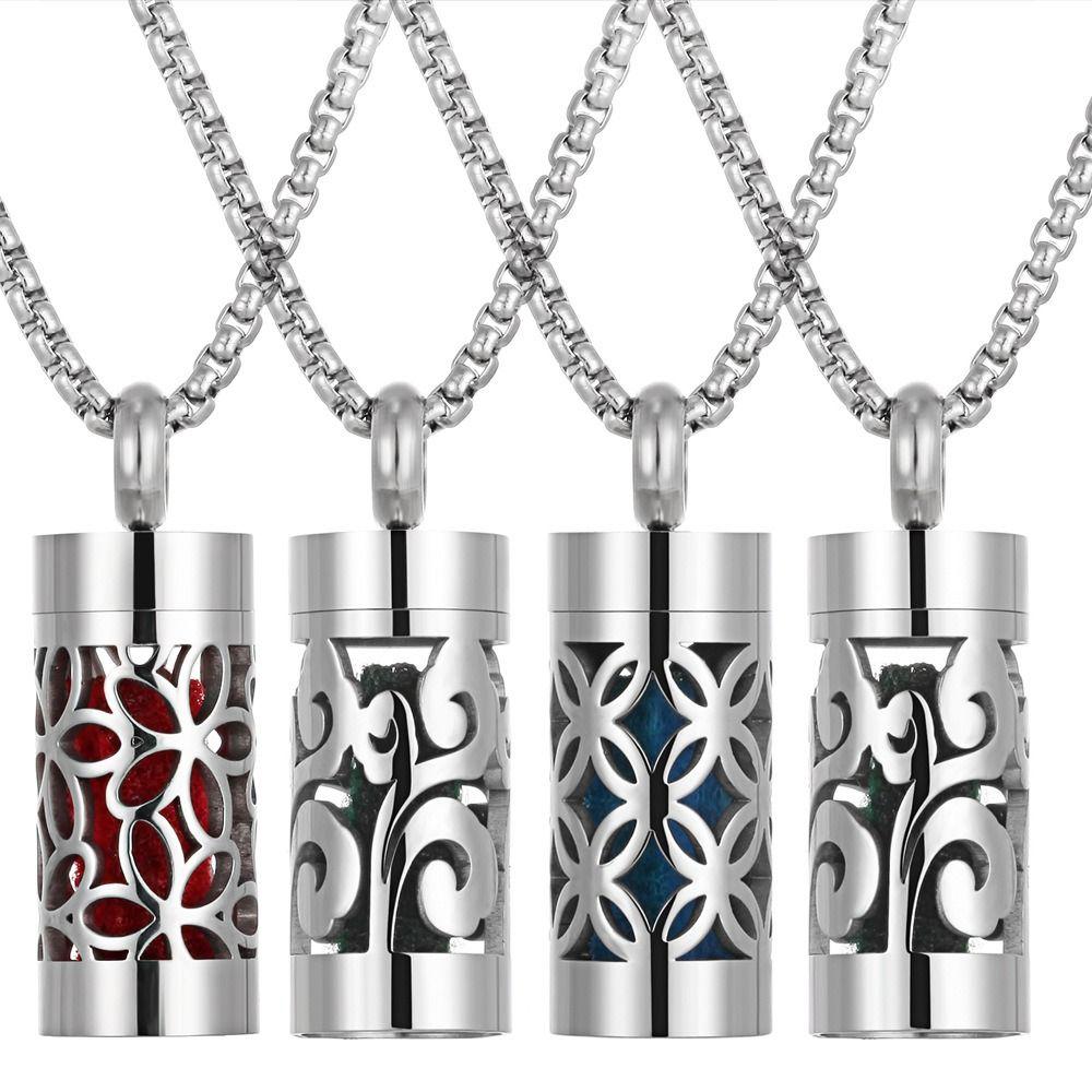 Colar Difusor de Aromaterapia de Aço Inoxidável Medalhão Colar de Perfume Presente de Dia dos Namorados