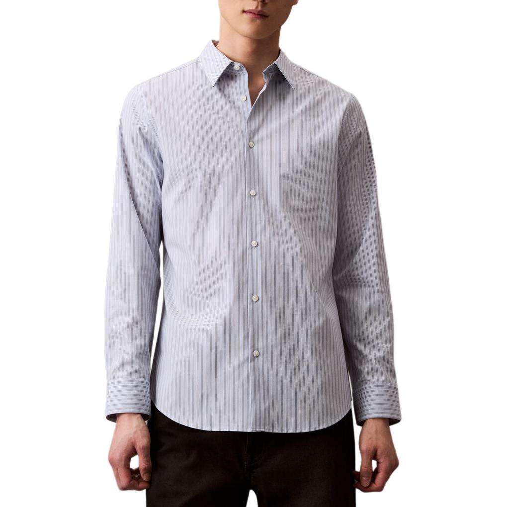 

Calvin Klein Minimalist Comfortable Versatile Casual Striped Slim Fit Long Sleeve Shirt Men shirts Zen-Blue 4LB129G-D1E S