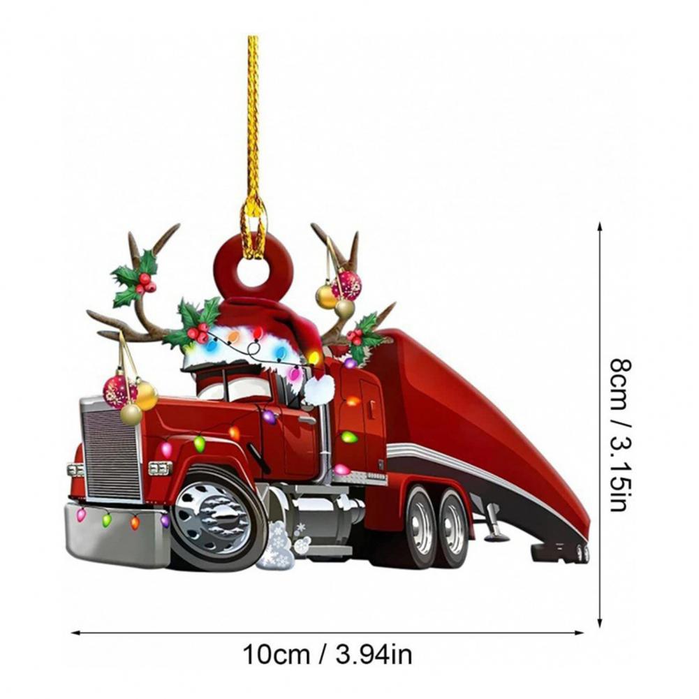Christmas Vehicle Ornament Acrylic Truck Tractor Airplane Christmas Tree Ornament For Holiday Party Decoration Home Ornament