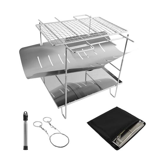 Bonfire Stand, Compact Grill, Camping Equipment, Solo Barbecue, Bonfire Stand, Foldable, Lightweight, Bonfire Stand, Cooking Stand, Stainless Steel,