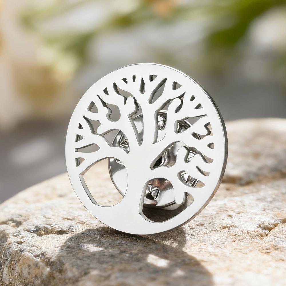 Dawapara Vintage Tree of Life Brooch Spiritual Symbol Strength Protection Talisman Lapel Pin Stainless Steel Accessories