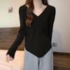 Irregular Base Shirt Spring and Autumn Shoulder Slimming Thin T-shirt Top