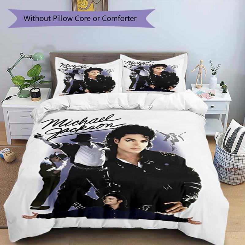 3pcs Duvet Cover Set (1*Duvet Cover + 2*Pillowcase, Without Core), Michael Jackson Print Bedding Set, Bedroom Decor, All‑Season, Birthday Gift