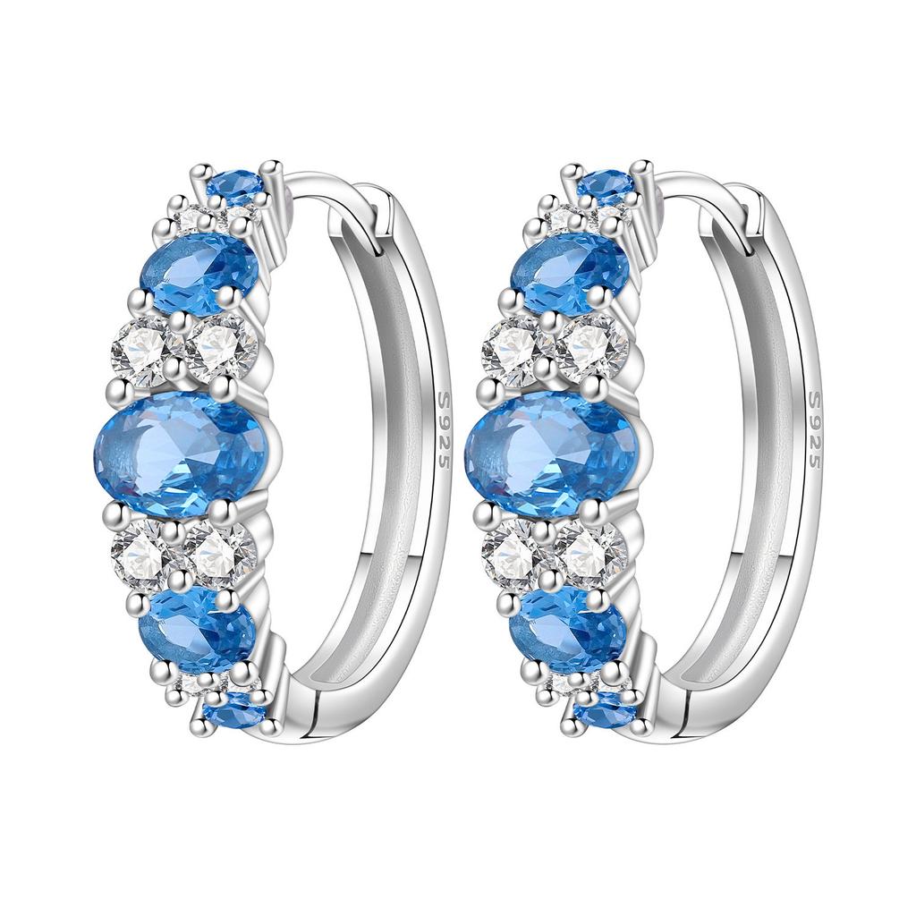 Orstarry 925 Silber Blauer Zirkon Sternenhimmel Ohrring Original Schmuck Creolen Damen Schmuck Party Trendige Geschenke