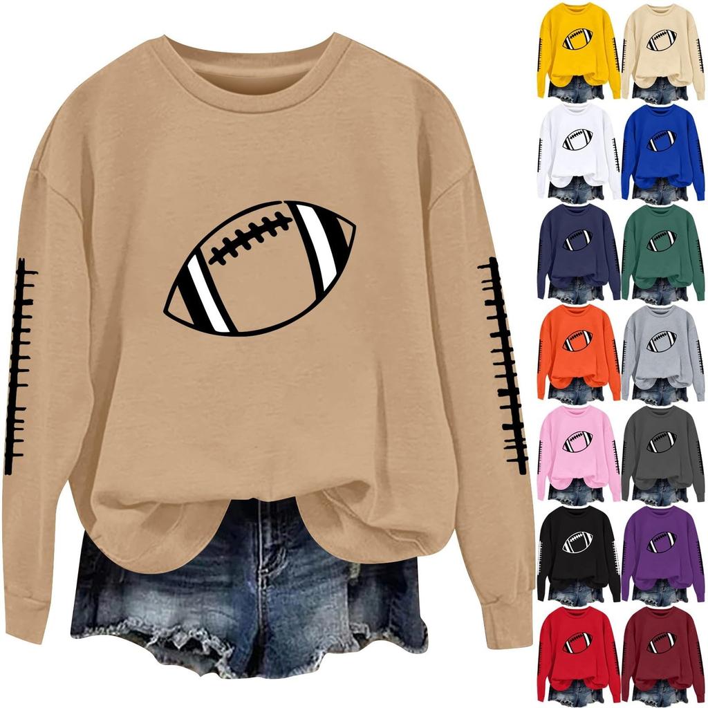 Women's Fashionable And Casual Long Sleeved Printed Round Neck Sportswear Pullover Sweatshirt Top