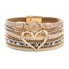 Boheemse Multilayer PU Lederen Bangle Handgemaakte Gevlochten Armband Gouden Grote Liefde