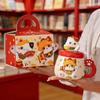 Chinese Style Lucky Cat Mug With Lid High Value Ceramic Cup Gift Water Cup Creative Gift Box Cup Girl