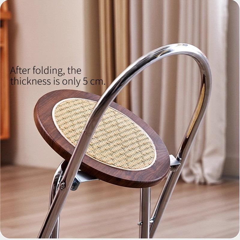 Medieval Woven Back Folding Dining Chair, Trendy Designer Casual Chair for Home Balcony