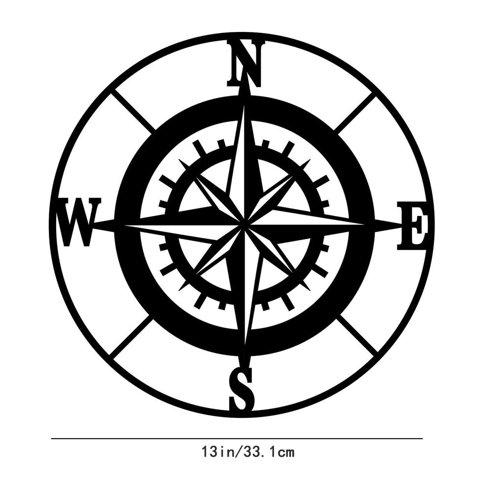 Nautical Compass Wall Decor – Black Metal Compass for Outdoor Wall Art Perfect for Coastal and Maritime Themes