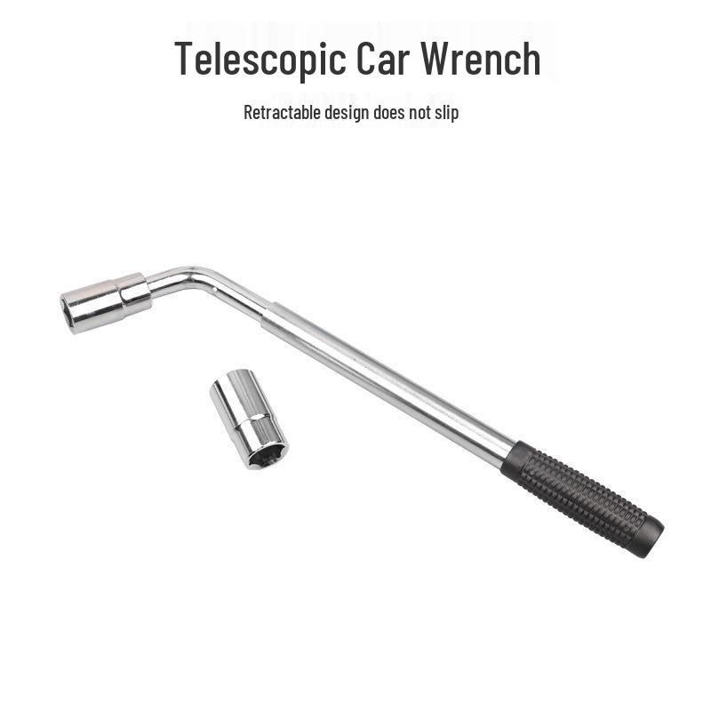 Portable L-Shaped Telescopic Tire Wrench for Labor-Saving Tire Changes (17-19mm) Card Packaging, Cloth Bag Packaging