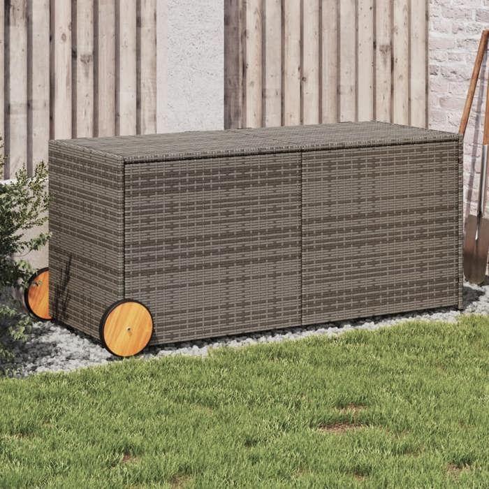 VidaXL Garden Storage Box and Wheels, Tool Chest, Storage Furniture, Patio Terrace Organizer, Grey 365318