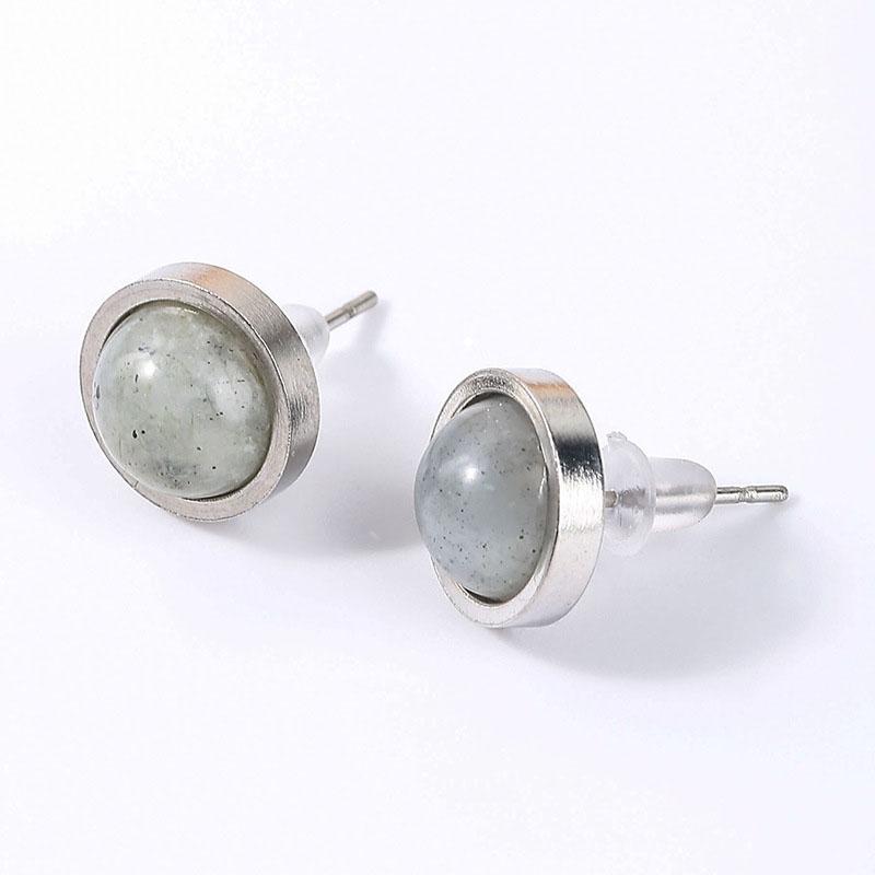 1pairs Handmade 10mm Natural Stone Stud Earrings Fashion Crystal Ear Jewelry Valentine's Day Gift