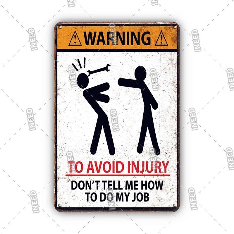 Warning Tin Sign Caution Decoraitve Plaque No Trespassing Retro Metal Vintage Plate Garden Man Cave Club Home Shop Wall Decor