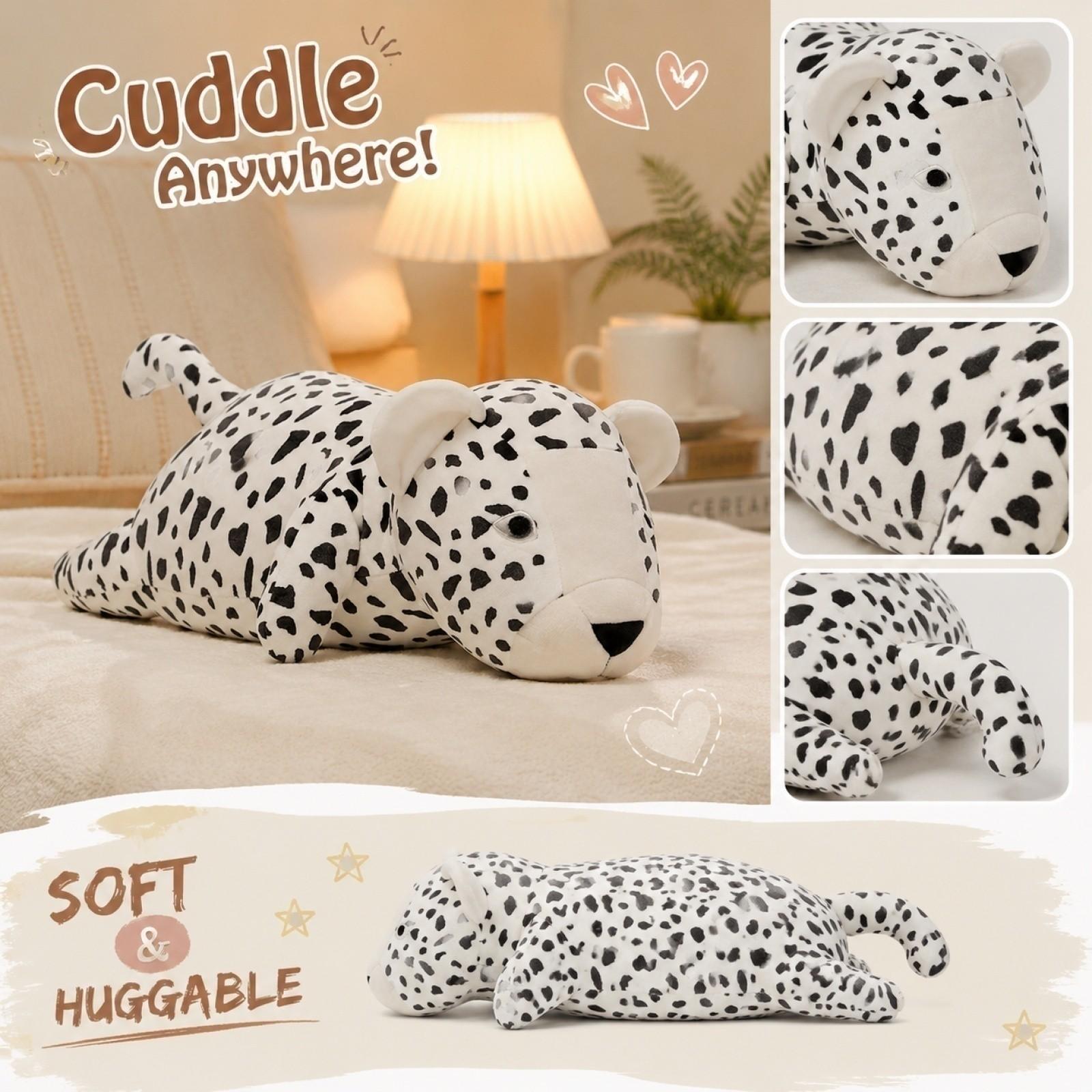 Plush Stuffed Animal Toy Soft Cuddly Leopard Patterned Design Kids Comfort Pillow Plushie One Size