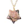 Hand-Wound Gold Natural Crystal Agate Pentagram Tiger Stone Star Necklace N583