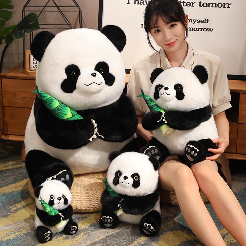 Kawaii Simulation Cosplay Panda Dragon Bamboo Fruit Black And White Plush Dolls Decorate The Bedroom Fubao Sisters Plush Doll