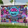 2D Türbanner 1 Stück Retro 80er Jahre Party Leinwand Neon Discokugel und Kassette Design Partydekoration
