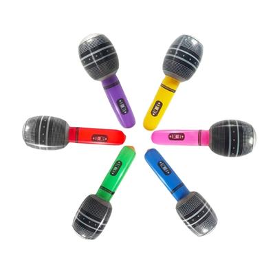 Pack of 6 Inflatable Microphones Singing Party Decorations Microphones Toy for 80s 90s Themed Event and Photo Props