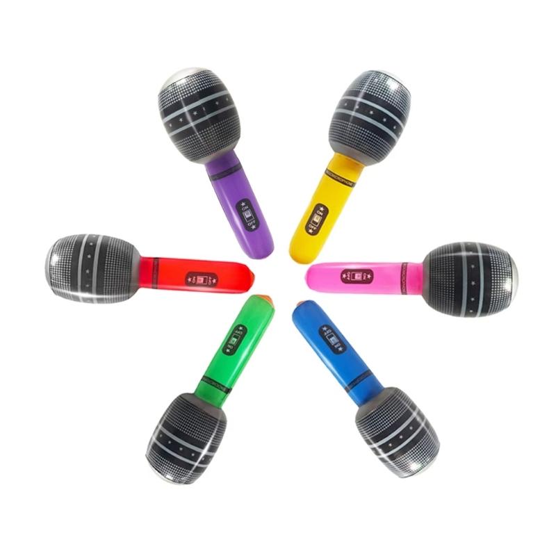 

Pack of 6 Inflatable Microphones Singing Party Decorations Microphones Toy for 80s 90s Themed Event and Photo Props 1
