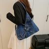 Vintage Denim Bag Women's Underarm Shoulder Bag Large Capacity Commuter Crossbody Bag