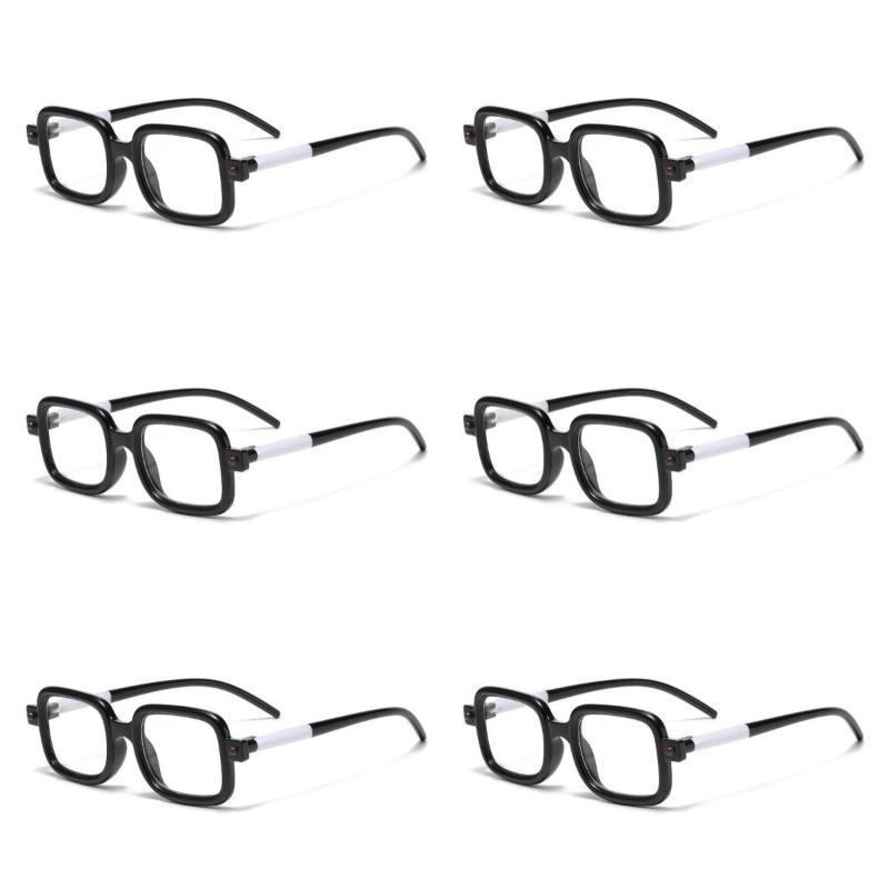 

6 шт. +100 до +400 Квадратные черные очки для чтения с толстой оправой и защитой от синего света, стиль мужские и женские очки для пресбиопии 4.0