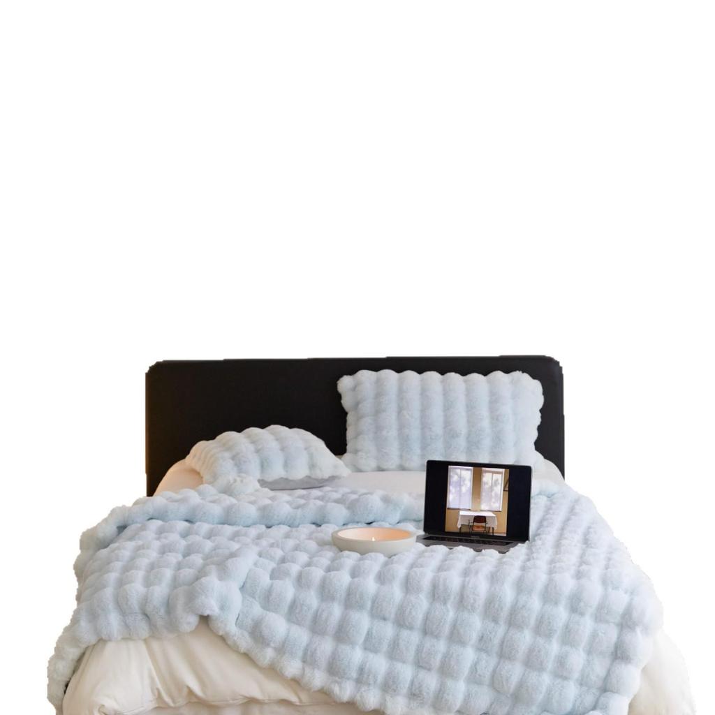 Luxus Doppellagige Kunsthasenfell Fleece-Decke - Weich, Dick, Warm und Leicht; Perfekt für Wohnzimmer, Schlafzimmer oder Sofa.